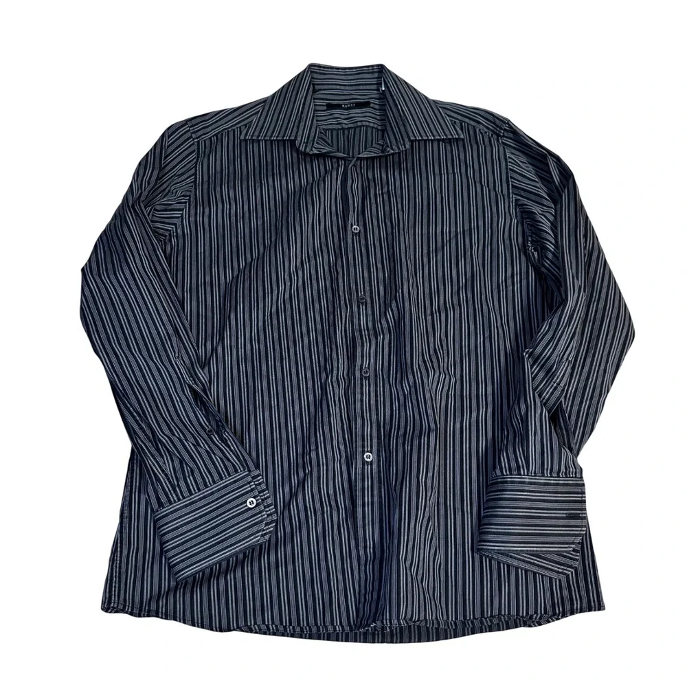 GUCCI Men's Striped Dress Shirt Italy French Cuff Formal Business Size 16 41